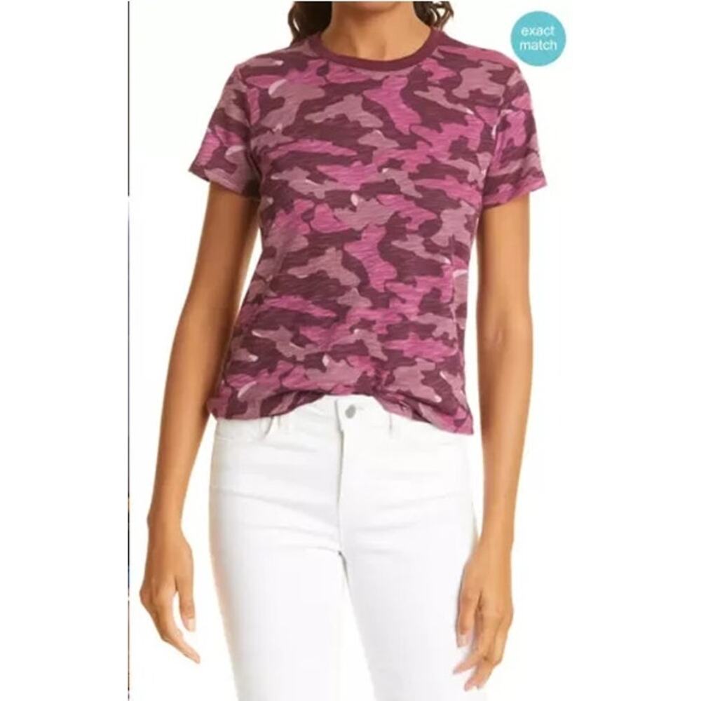 ATM Anthony Thomas Melillo Top Womens Extra Small Crew Neck Camo Tee T-Shirt‎
